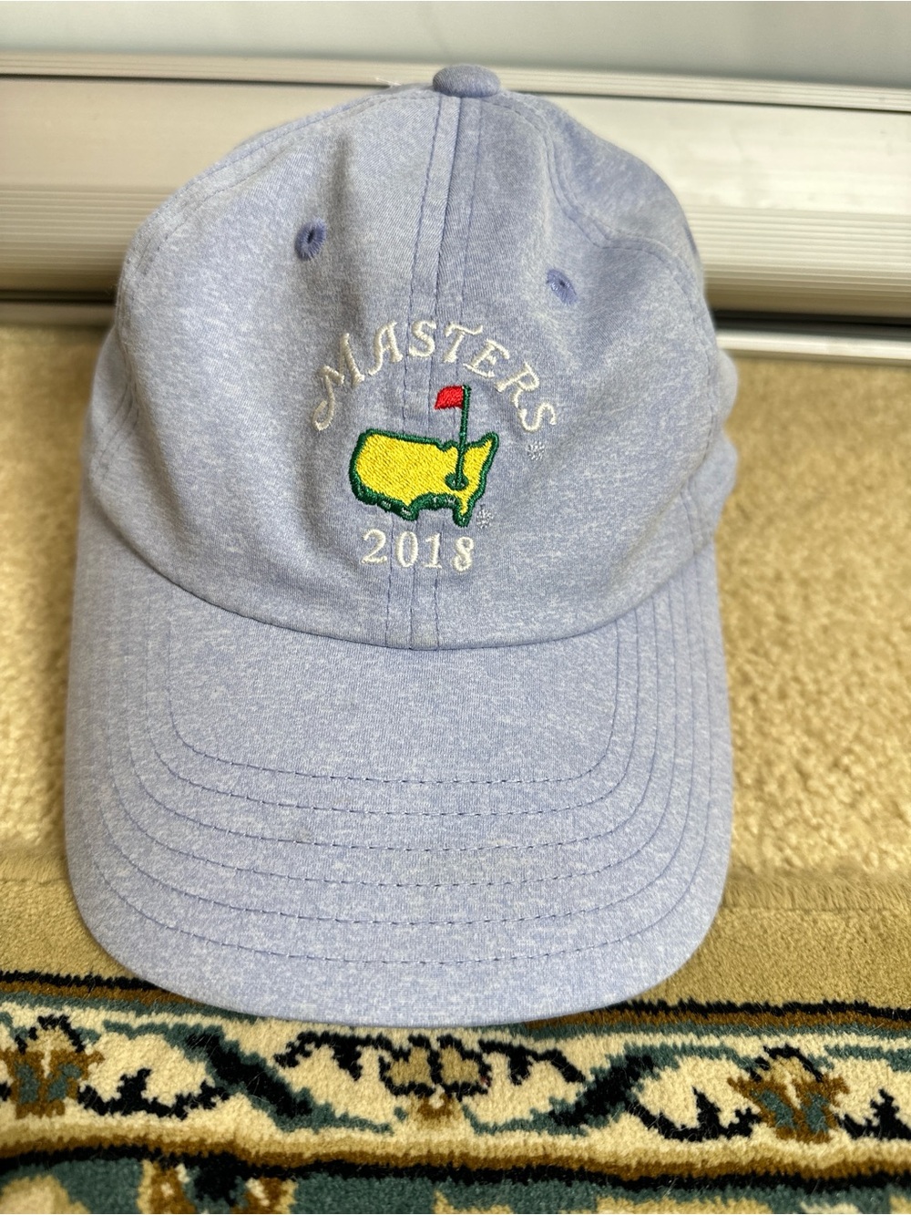 Masters Light Blue 2018 Embroidered Golf Cap with Yellow & Green Logo